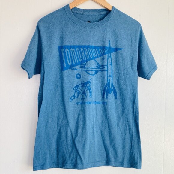 Disneyland Tee Tomorrowland T Shirt Blue Space Astronaut Retro Women’s Sz S - Picture 1 of 7